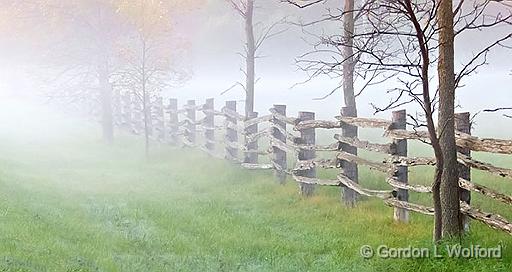 Fence In Fog_P1180528-30.jpg - Photographed near Jasper, Ontario, Canada.